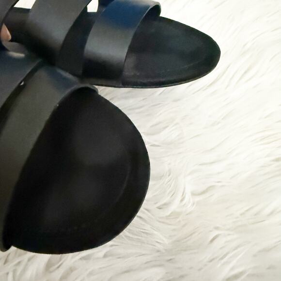 ZARA TRAFALUC | Black Flat Slide Band Sandals Chrome Silver Mini Heel | 40, US 9 - Picture 7 of 9